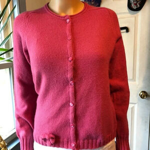 Gap Stretch Wool Blend Bottom up Sweater cardigan Women Size S knit pink